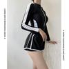 Conservative Long Sleeve Swimwear: Slimming Tummy Control Boyleg One-Piece for Female Students