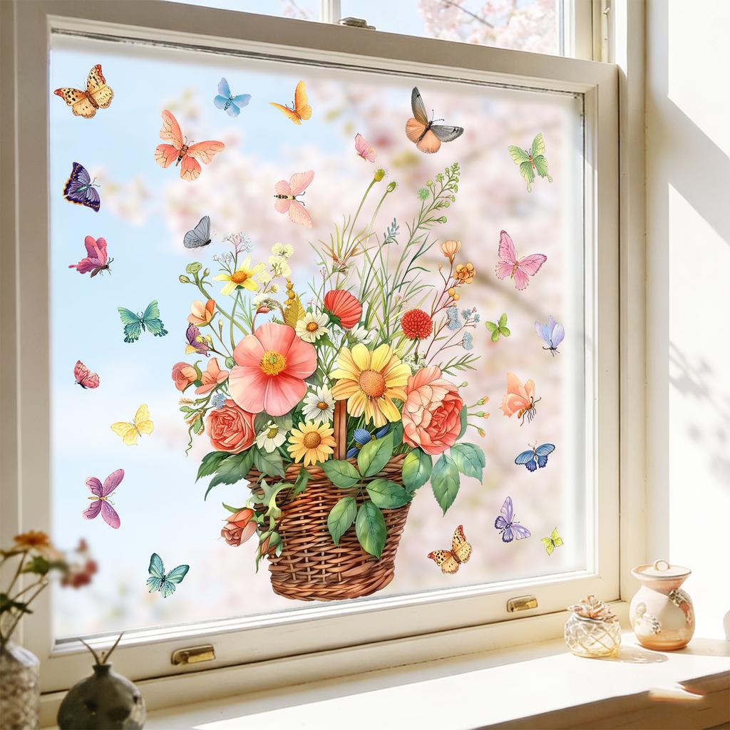Flower and Butterfly Theme Window Decals Are Suitable for Use As Wall Stickers On Balconies, Bedrooms and Entrance Areas.