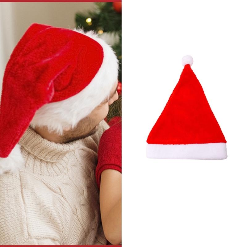 Soft Plush Santa Hats Classical Design Christmas Cap For Adult Kids Indoor Outdoor Holiday Party Gathering Headpiece