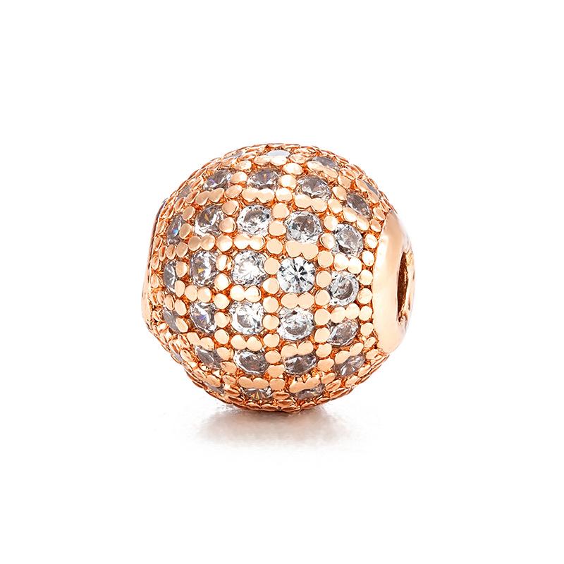 Copper Micro-set Diamond Ball Jewelry Accessories 10mm Round Spacer Beads for DIY Beading
