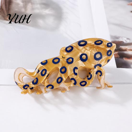 Durable Acetate Hair Clamps Sea Animals Claw Clip for Women, Elegant Ocean Theme Hairpin, Cute Marine Life Clips Lightweight Fish/Turtle/Conch/Octopus