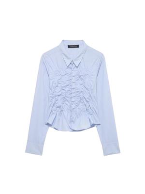 Women's Stretchy Pleated Poplin Long-Sleeve Shirt - 2025 Autumn/Winter European American Style