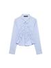 Women's Stretchy Pleated Poplin Long-Sleeve Shirt - 2025 Autumn/Winter European American Style