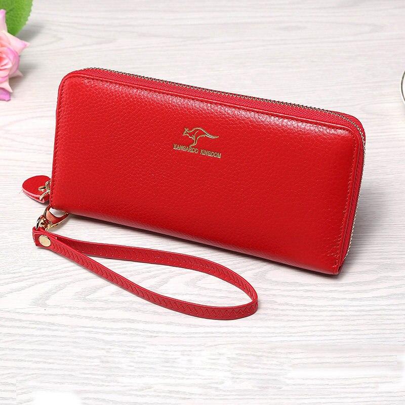 KANGAROO KINGDOM Women Wallet Genuine Leather Long Lady Clutch Purse Zipper Card Holder