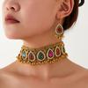 Bohemian Indian Style Rhinestone Tassel Necklace & Earrings Set for Women
