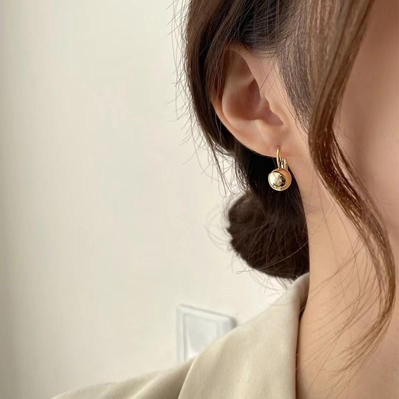 Korean Minimalist Metal Ball Earrings - Cold Style, All-Match Retro Trend for Women