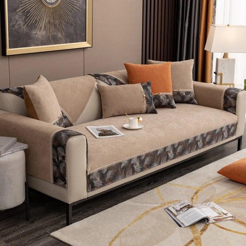 Four Seasons Universal Non-slip Cushion Modern Simple Leather Sofa Cover All-inclusive Cover Cloth Chenille Sofa Cushion