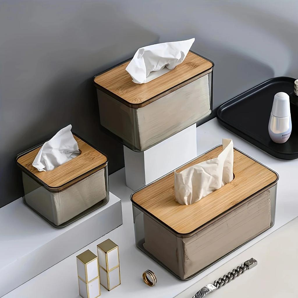 1pc, Tissue Box Holder, Desktop Tissue Holder Tissue Box Cover Clear Tissue Box,  Creative Tissue Box For Home