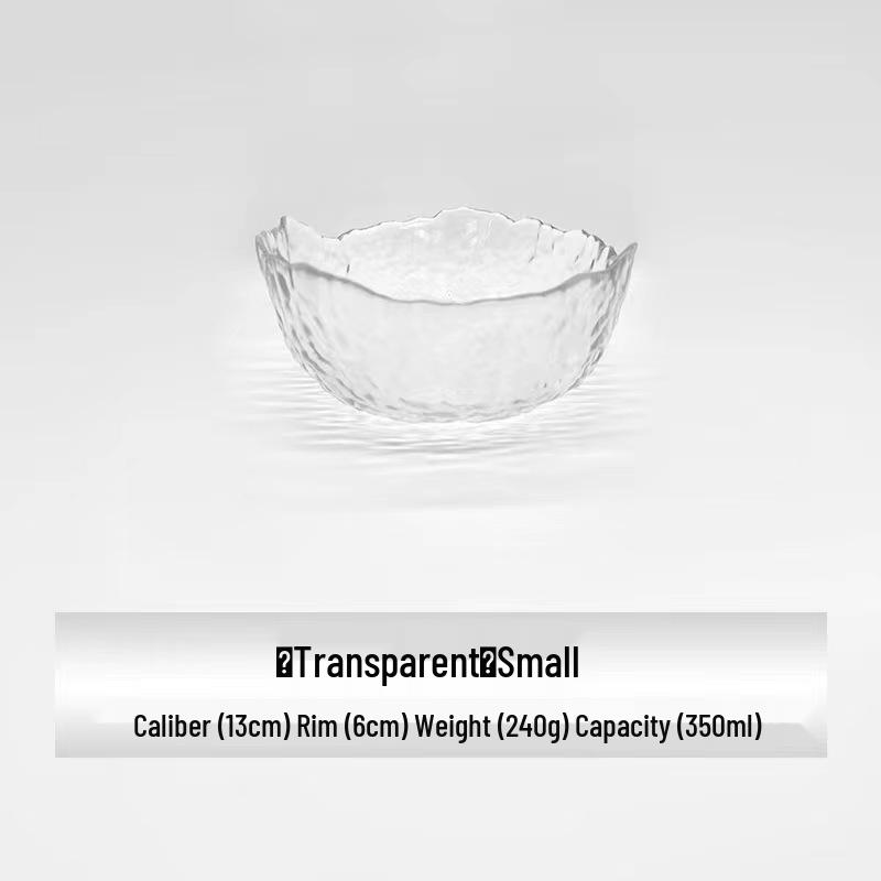 Gold Rim Lead-Free Crystal Salad and Dessert Bowl Set with Hammered Texture