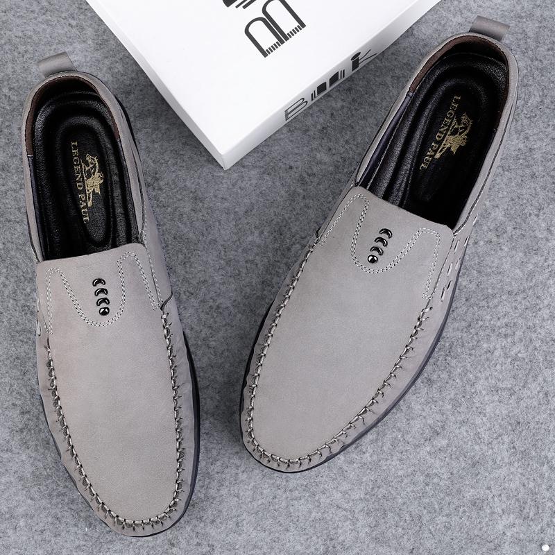 Genuine Leather Men Casual Shoes Luxury Brand Soft Mens Loafers Handmade Moccasins Comfy Slip On Driving Shoes Outdoor Walk Flat