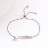 Adjustable Stainless Steel Bracelet with Laser Engraved Butterfly and Curved Plate
