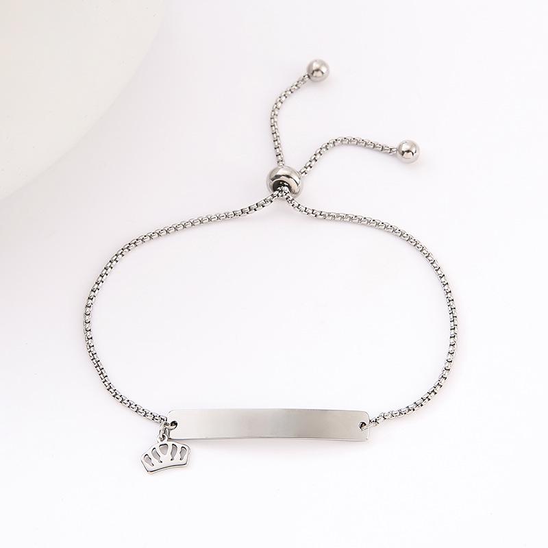 Adjustable Stainless Steel Bracelet with Laser Engraved Butterfly and Curved Plate