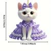 Cat Cute Purple Dress Pattern Acrylic Pendant For Car Accessories Decoration