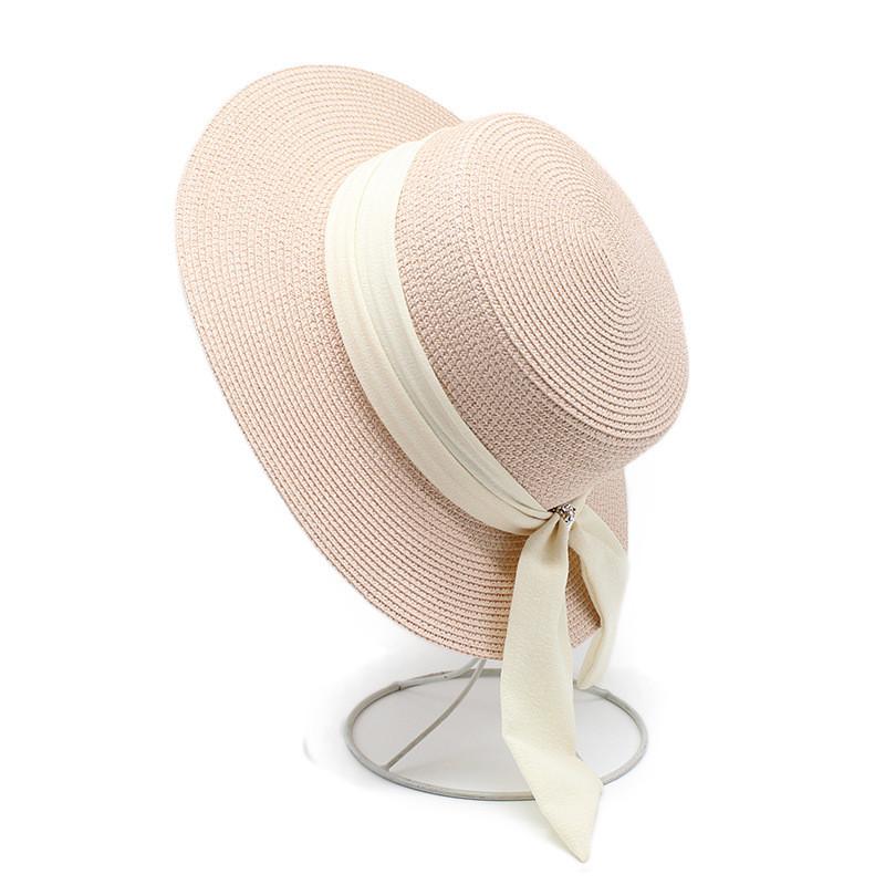Vintage French Style Straw Hat Sun Protection Wide Brim Summer Beach Hat For Women