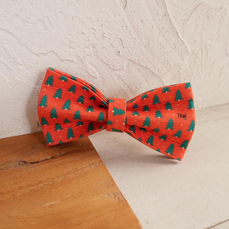 MUTTCO Red Christmas Tree Pet Collar with Bow Tie for Teddy Dogs - UBT-220 M