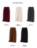 Cashmere Wool Flocked Knee-Length Pencil Skirt for Women - Autumn/Winter Collection