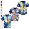 Fade Resistant Premium Unisex Oversized Sewn Name Number Acid Wash Tie Dye Custom Stitched Baseball Jerseys For Club Uniform