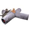 Cat Tunnel Collapsible 4 Way Tunnel Ball Kitty Tunnel Pet Toys Peek Hole Toy Gray