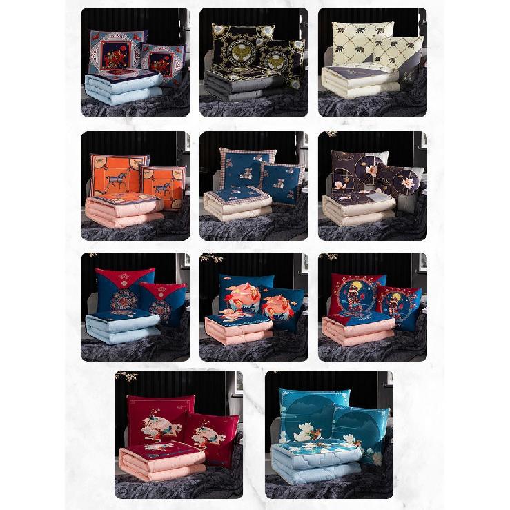 Chinese Style Pillow Quilt Dual-use Car Office Blanket High Quality Cotton Portable Foldable Quilt