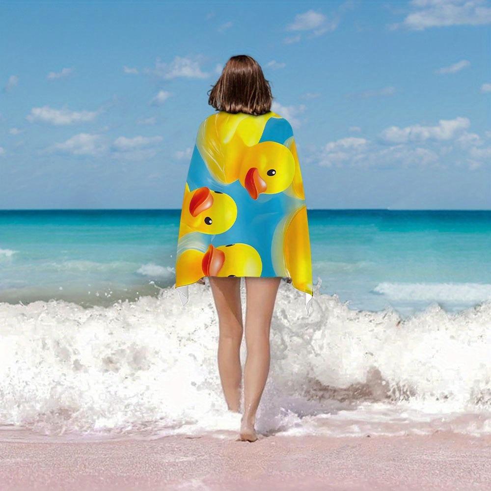 Süßer Gelber Gummi-Ente Aufdruck Mikrofaser Strandtuch Schnelltrocknend Super Saugfähig Sandfreies Handtuch für Strand Pool Fitnessstudio Kinder Erwachsene