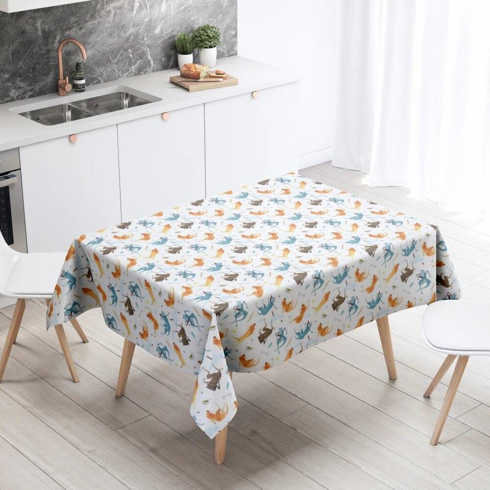 Cartoon Tablecloth Home Decor Stain Resistant Waterproof Table Decoration Rectangular Kitchen Fireplace Countertop