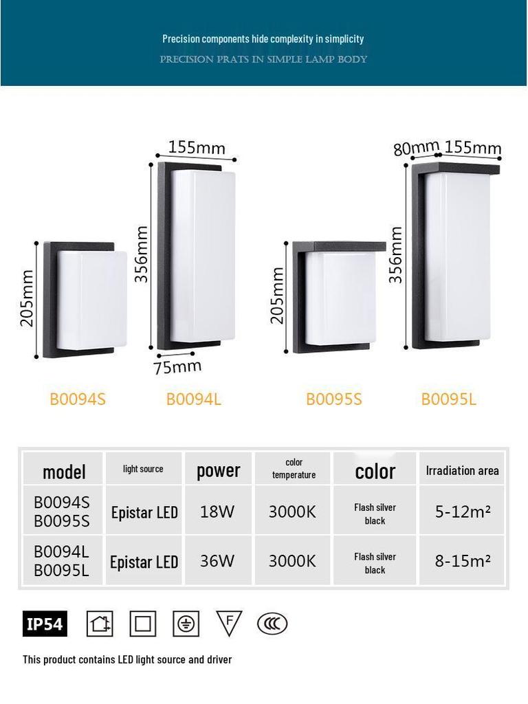Waterproof Outdoor LED Wall Light for Bedroom, Entrance, Villa, Balcony, or Corridor.