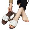 Large size cool slippers women's light flat bottom non-slip beach foreign style trend outside wear French high-end sense one word sandals fragrance