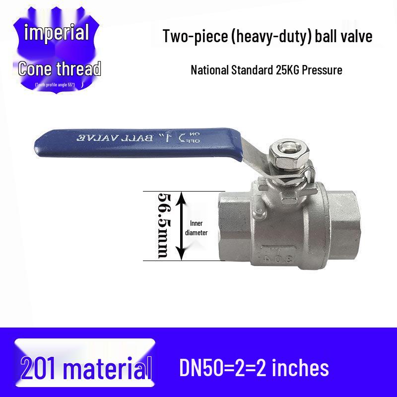 201/304 Stainless Steel Heavy-Duty Two-Piece Ball Valve / 25kg Pressure / Full Bore / High Flow Rate / DN15
