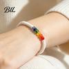Simple Niche Style Bracelet Rainbow Beads for Men Women, Handmade Colorful Rice Bead Jewelry Braided String Bracelet, Adjustable Woven Rope Wristband