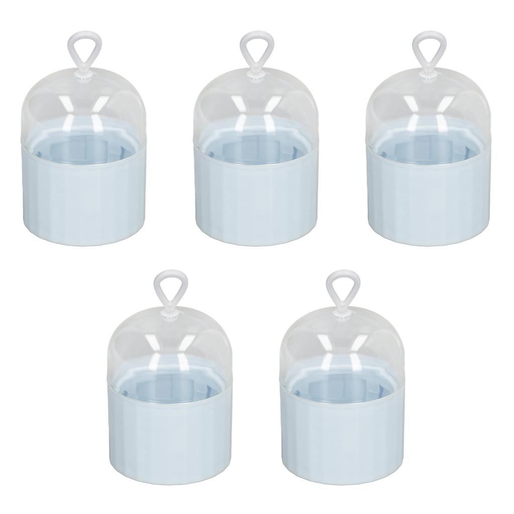 5pcs Beauty Egg Holder Dust Proof Transparent Cover Removable Hollow Rack Hanging Makeup Sponge Travel Case Blue