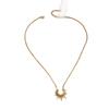Popular retro sunflower gold-plated necklace niche design light luxury stainless steel fan-shaped collarbone chain pendant
