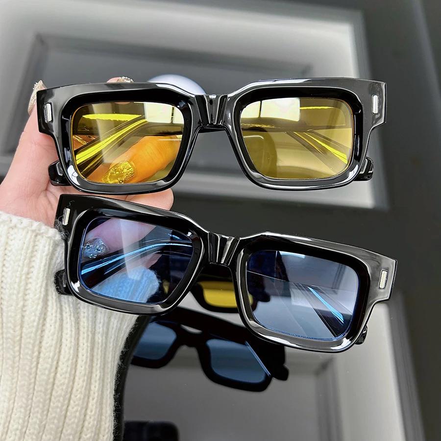 Square Vintage Sunglasses Men Women Brand Designer Rivet Sun Glasses Male Female Fashion Ocean Color Mirror