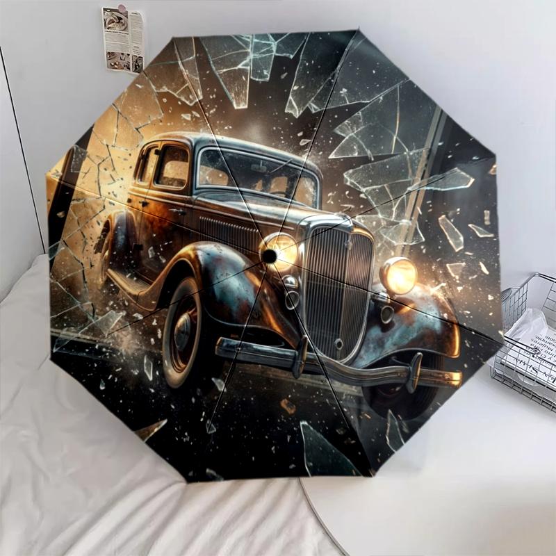 1 Pezzo Ombrello Pieghevole Automatico - Fantasia Auto, Design Portatile e Pieghevole con 8 Stecche, Regali di Natale e Compleanno
