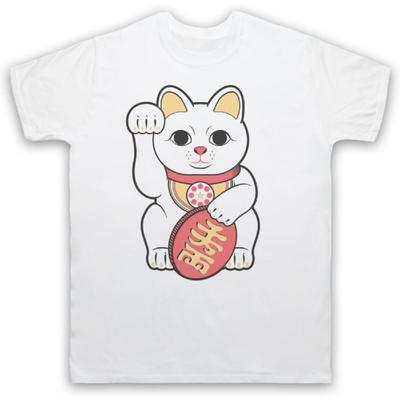 My Icon Men's Maneki-Neko Lucky Cat T-Shirt, White, 5XL