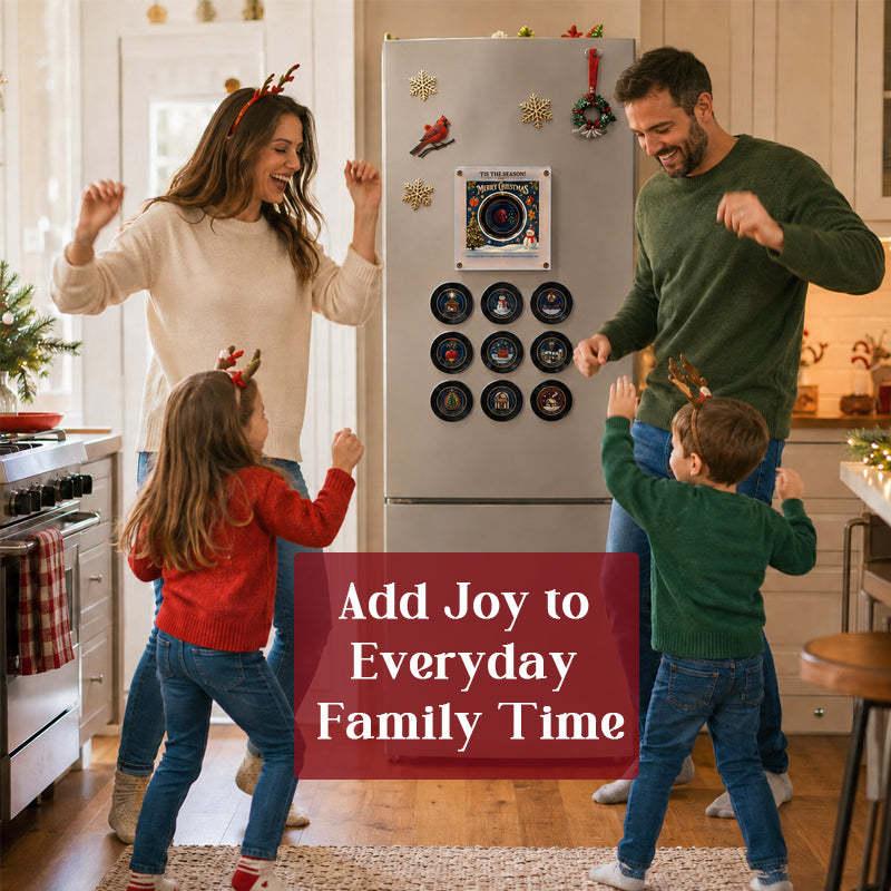 Christmas Nfc Music Box Refrigerator Magnet Vinyl Record Player Ambient Night Light 9 Replaceable Discs Fridge Decor