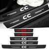 Carbon Fiber Leather Trunk Bumper Strip for Volkswagen VW CC Logo Car Threshold Decor Decals, Welcome Pedal Protection Sticker