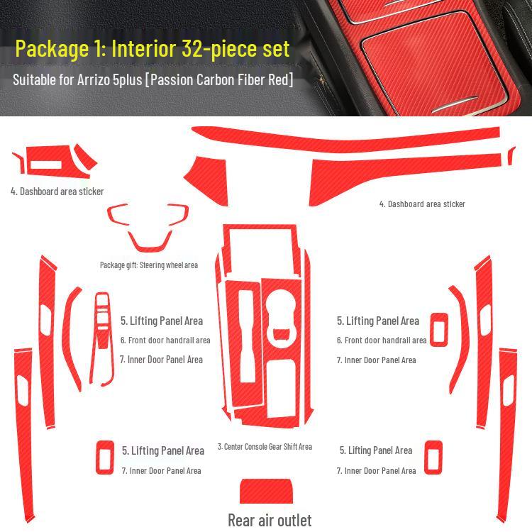 Arrizo 5 Plus Karbonfaser-Innenraum-Mod-Aufkleber – Schalthebel-Dekoration & Anti-Kratz-Folie
