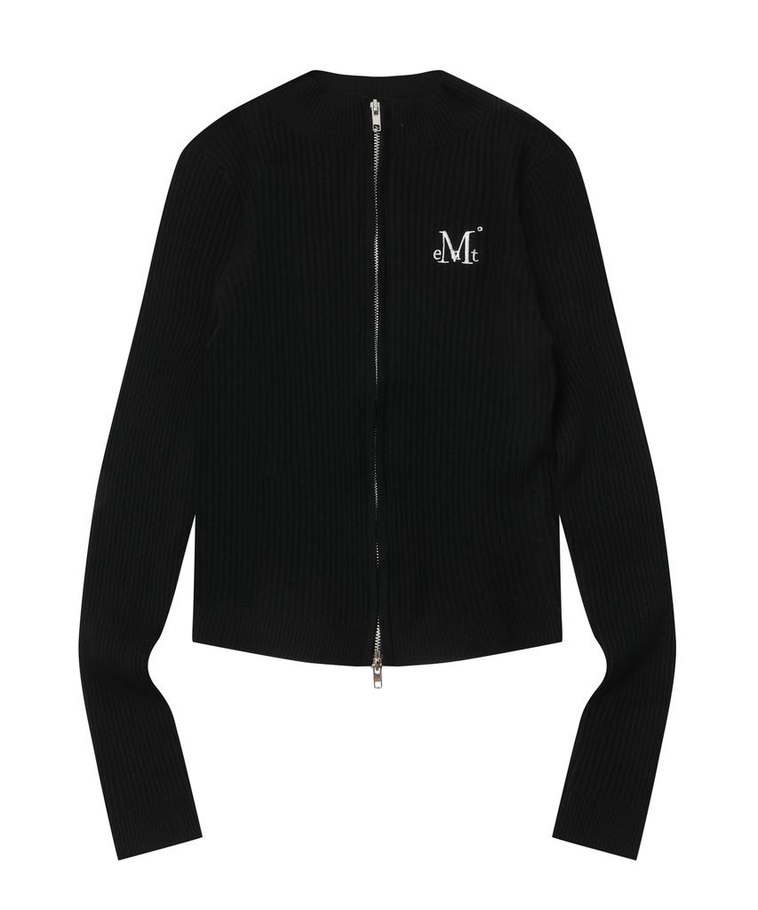 Mucent Orchid Ribbed Crop Knit Zip-Up (7 Colors)