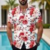 Breathable Quick Dry Short Sleeve Button Tops For Men, All Over Soft Watercolor Blossom Leaf Texture Relax Fit Beach Blouse