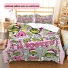 1PC Grinch Pattern Bedding Quilt Set Quilt Cover Pillowcase Home Decoration Birthday Gift (1 * Duvet Cover + 2 * Pillowcase, Without Core)