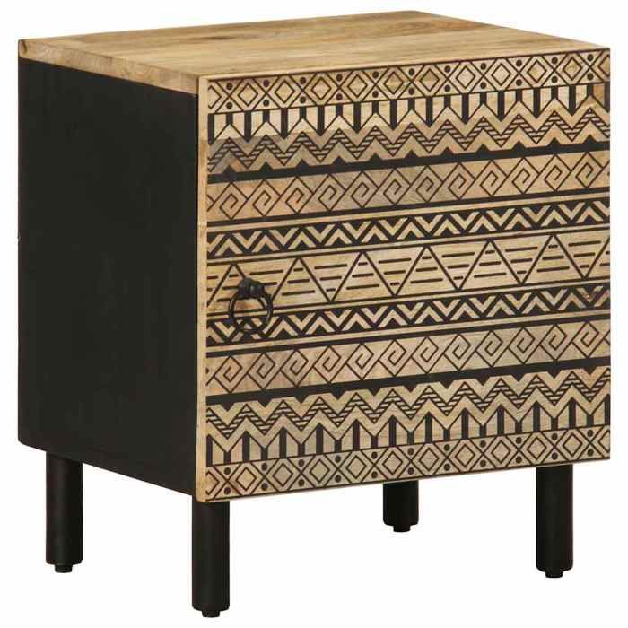 VidaXL Bedside Table Black 40x33.5x46 Cm Solid Raw Mango Wood, Bedside Cabinet, Bedroom Furniture, Table 4018624