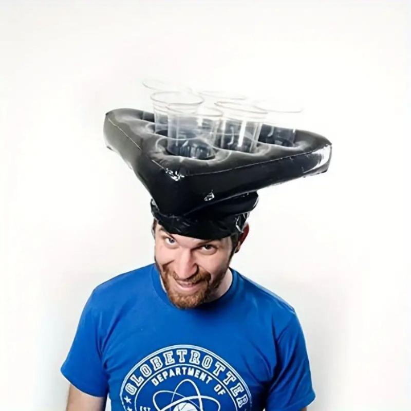 Inflatable Triangle Hat For Ping Pong Toss Game Fun Tossing Props Inflatable Beer Soda Drink Cup Holder Exciting Party Toys