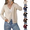 Damen Zweiteiliger V-Ausschnitt Strick-Cardigan Knopfleiste Langarmpullover für den Herbst
