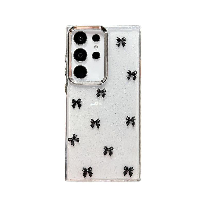 Small Fresh Bow Mobile Phone Case For Samsung S25Ultra Transparent Epoxy S24 Protective Case A05 Female A14