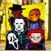 Coperta stampata a tema horror di Halloween - Perfetta per divano, letto, viaggi e uso all'aperto | Lavabile in lavatrice, accogliente e resistente.