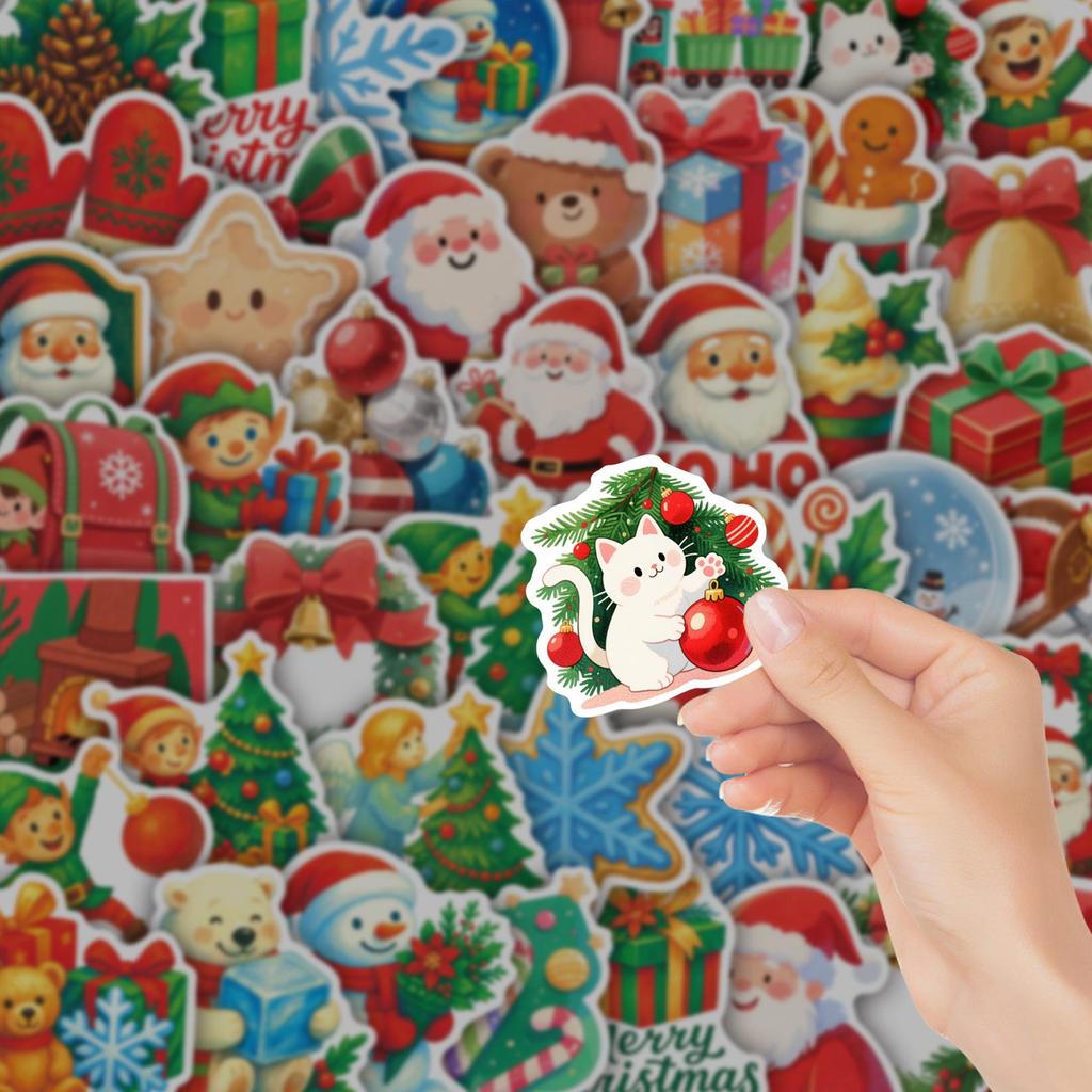 50 Sheets PVC Christmas Cartoon Creative Stickers for DIY Phone Case & Notebook Decoration