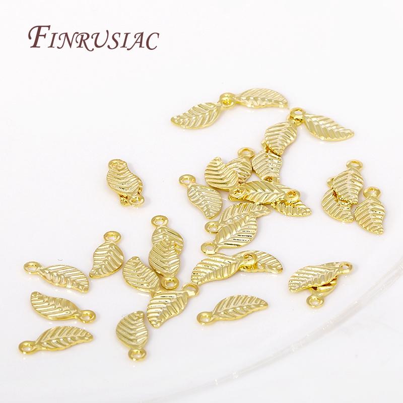 50/100Pcs Leaf Tag Charm Pendants Accessories 18K Gold Plated Extend Chain Tag Jewelry Making DIY Necklace Fittings