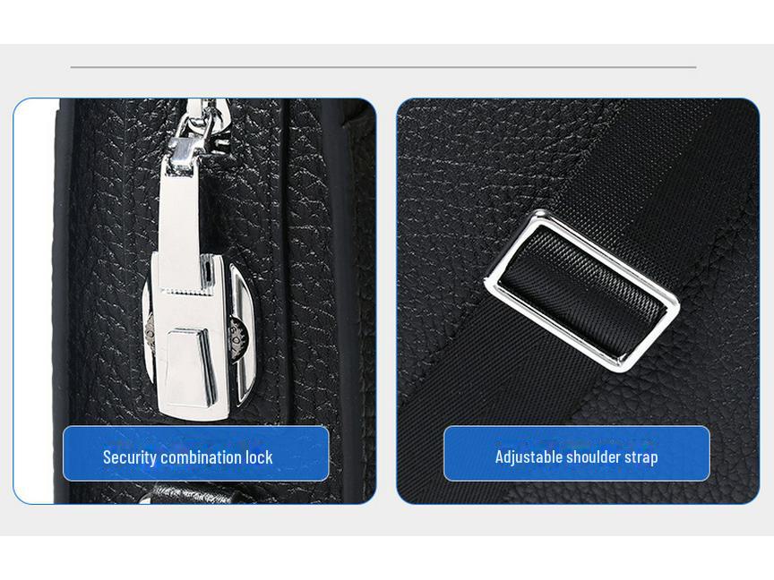 Men's Large Capacity Leather Business Briefcase: Waterproof & Fashionable Handbag