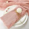 6pcs Tablecloths 42x42cm Tassel Napkins Reusable Retro Style Cotton Napkins Sage Green Gauze Napkins Home Decoration