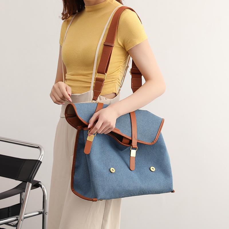2024 Summer New Briefcase Denim Backpack Handheld Single Shoulder Crossbody Bag Multi-use Bag Laptop Bag Women's Bag